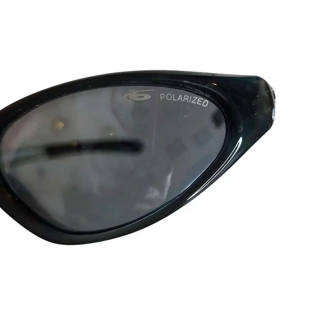 Vintage Bollé Swisher 10236 Polarized Sunglasses Black Silver Wrap Sport Y2K